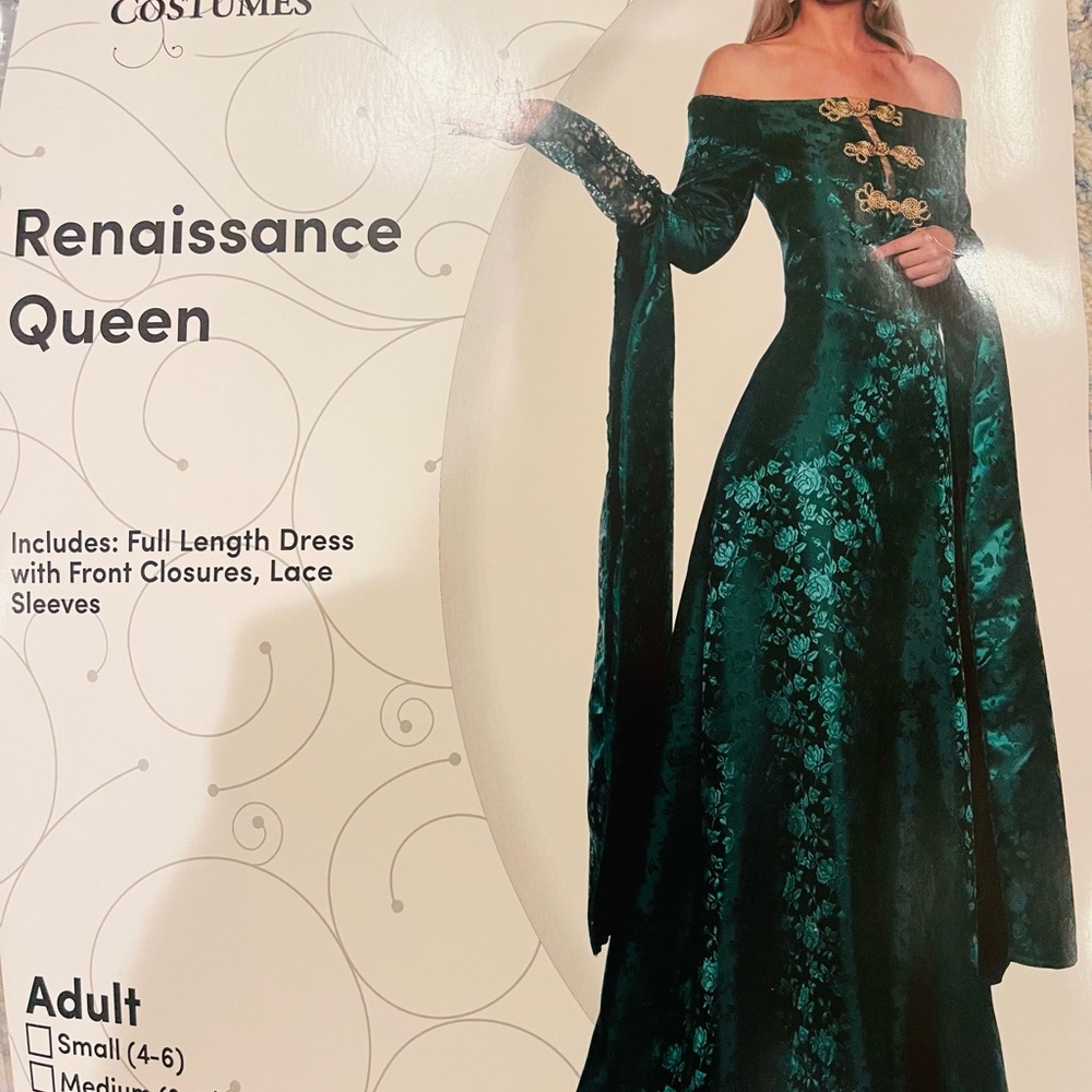 Green Renaissance Queen Costume Dress